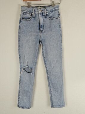 Madewell The Perfect Vintage Crop Jeans High Rise Distressed Mom Jeans Size 25